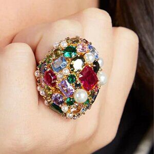 NWOT KATE SPADE 8 Candy Shop Cocktail Faux Pearl Crystal Statement Ring